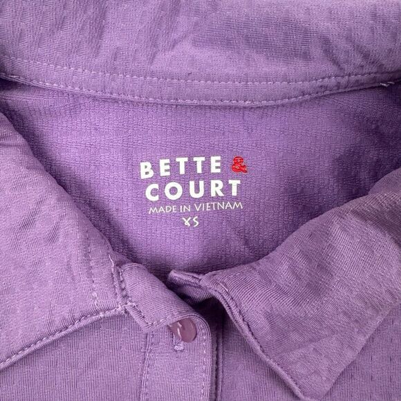Bette & Court Purple Short Sleeve Polo Shirt Nylon Spandex Mesh Vents Size XS - Picture 4 of 10